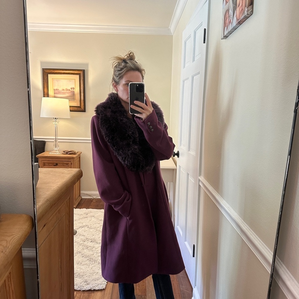 Chic Purple Teddy Jacket with Faux Fur Collar
